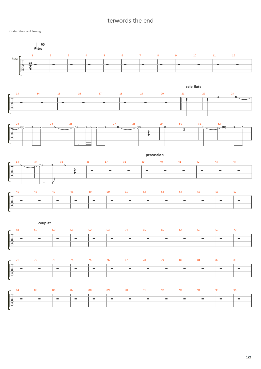 Towards The End吉他谱