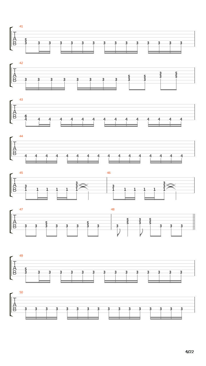 Through the fire and the flames吉他谱