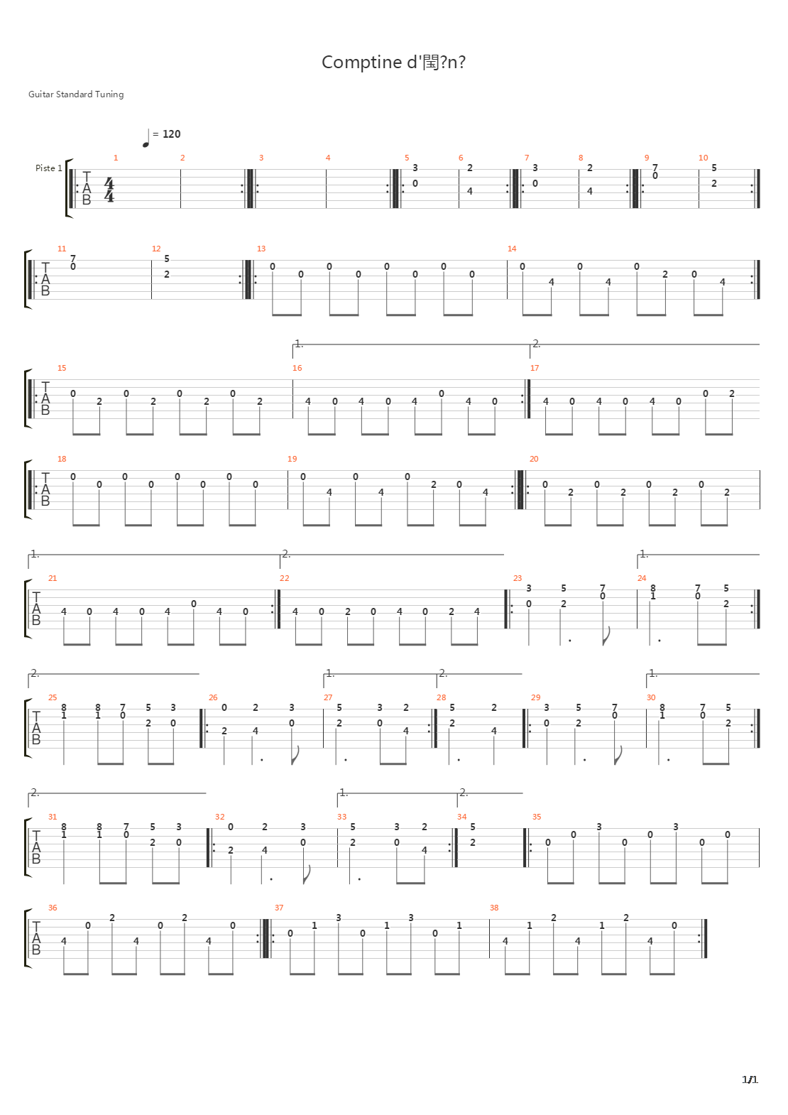 Comptine Dt N吉他谱