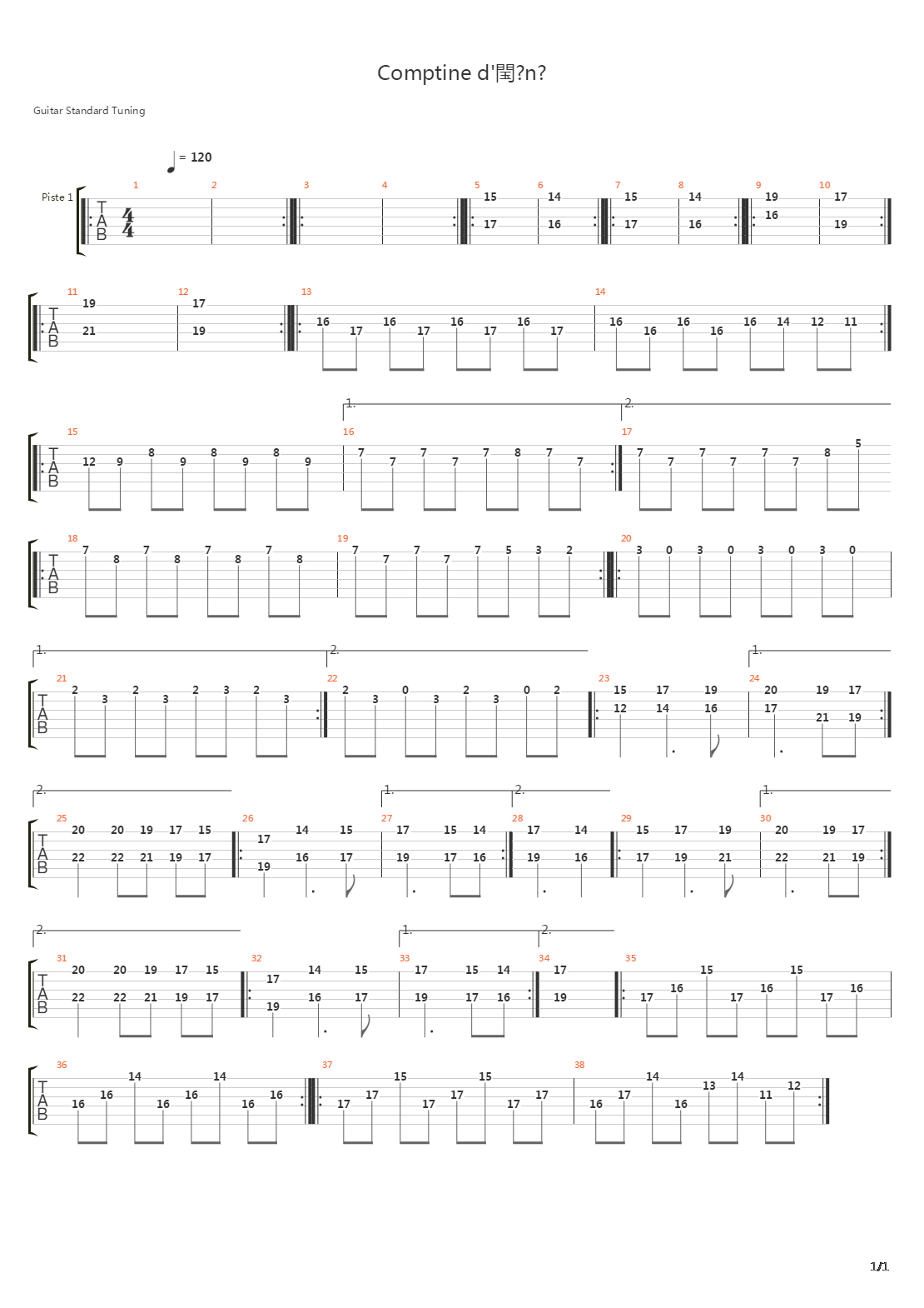 Comptine Dt No 2吉他谱