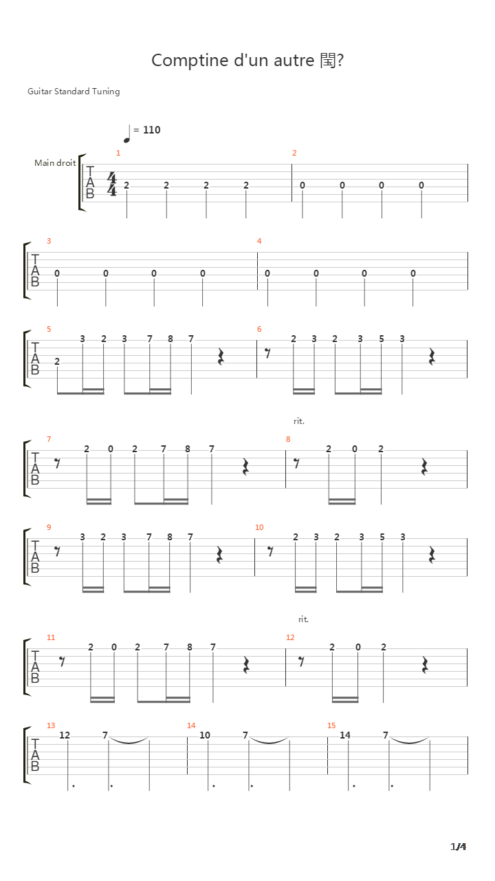 Comptine Dun Autre Et吉他谱