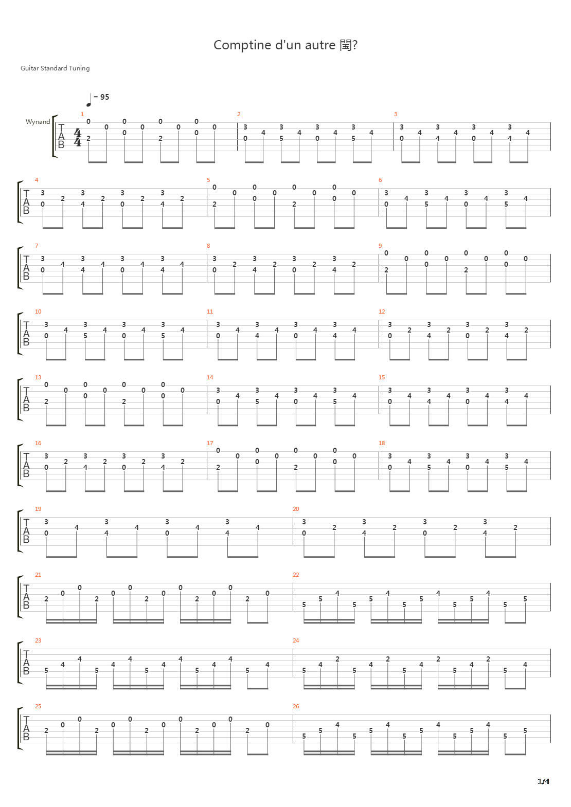 Comptine Dun Autre Ete吉他谱