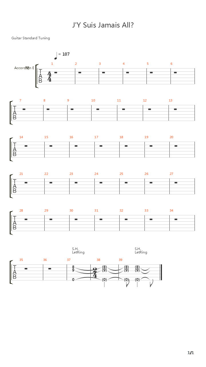 Jy Suis Jamais Alle吉他谱