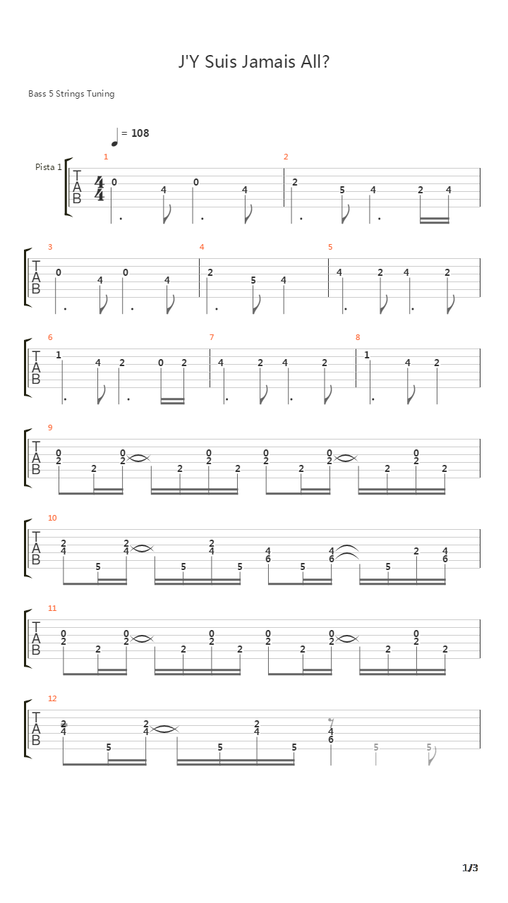 Jy Suis Jamais Alle吉他谱