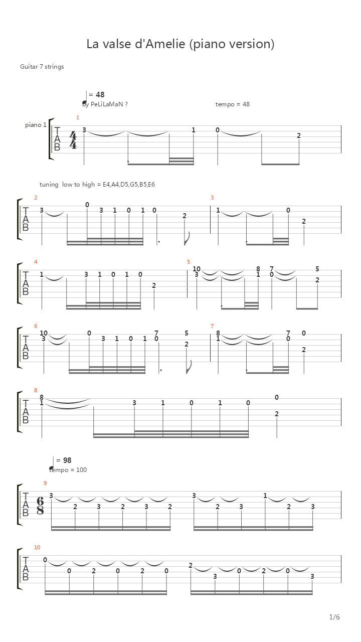 La Valse d'Amélie(天使爱美丽)吉他谱