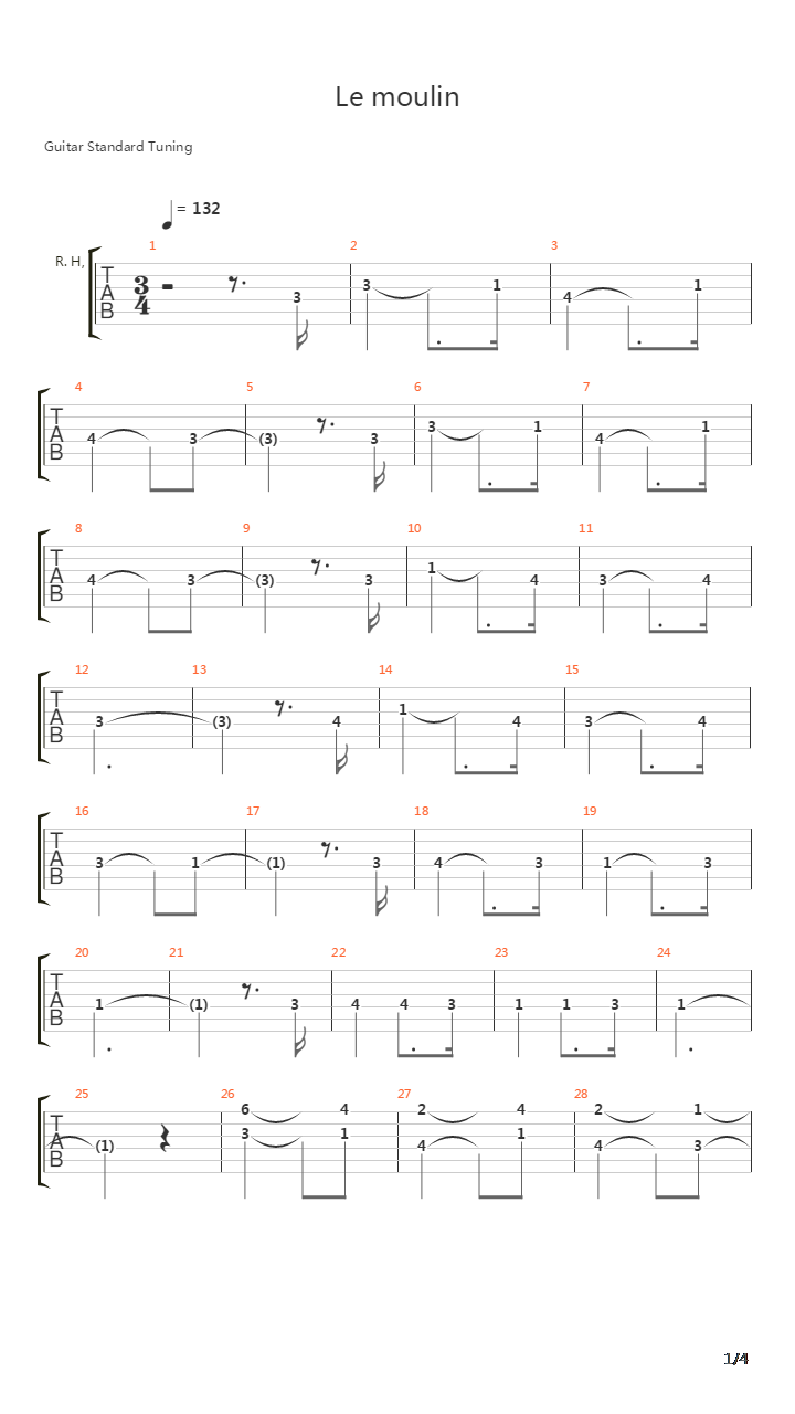 Le Moulin吉他谱