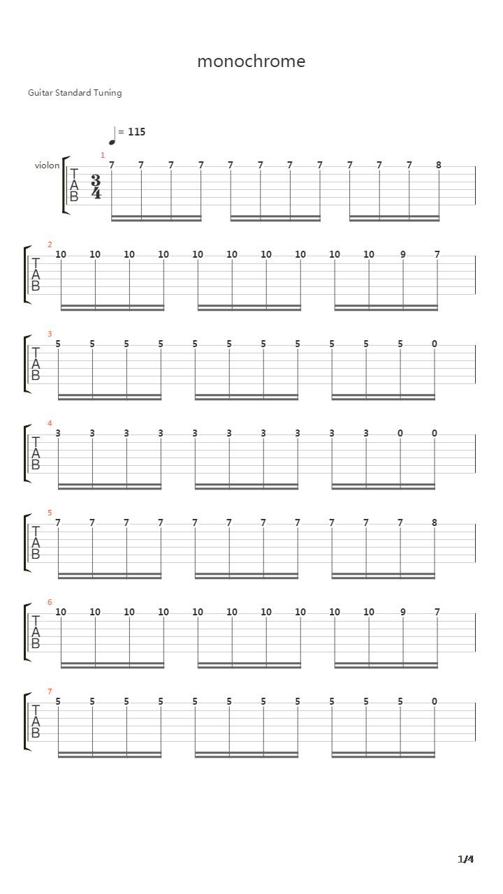 Monochrome吉他谱