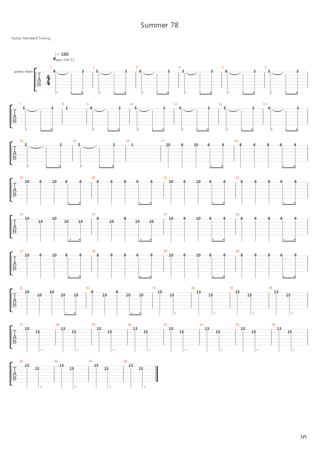Summer 78吉他谱