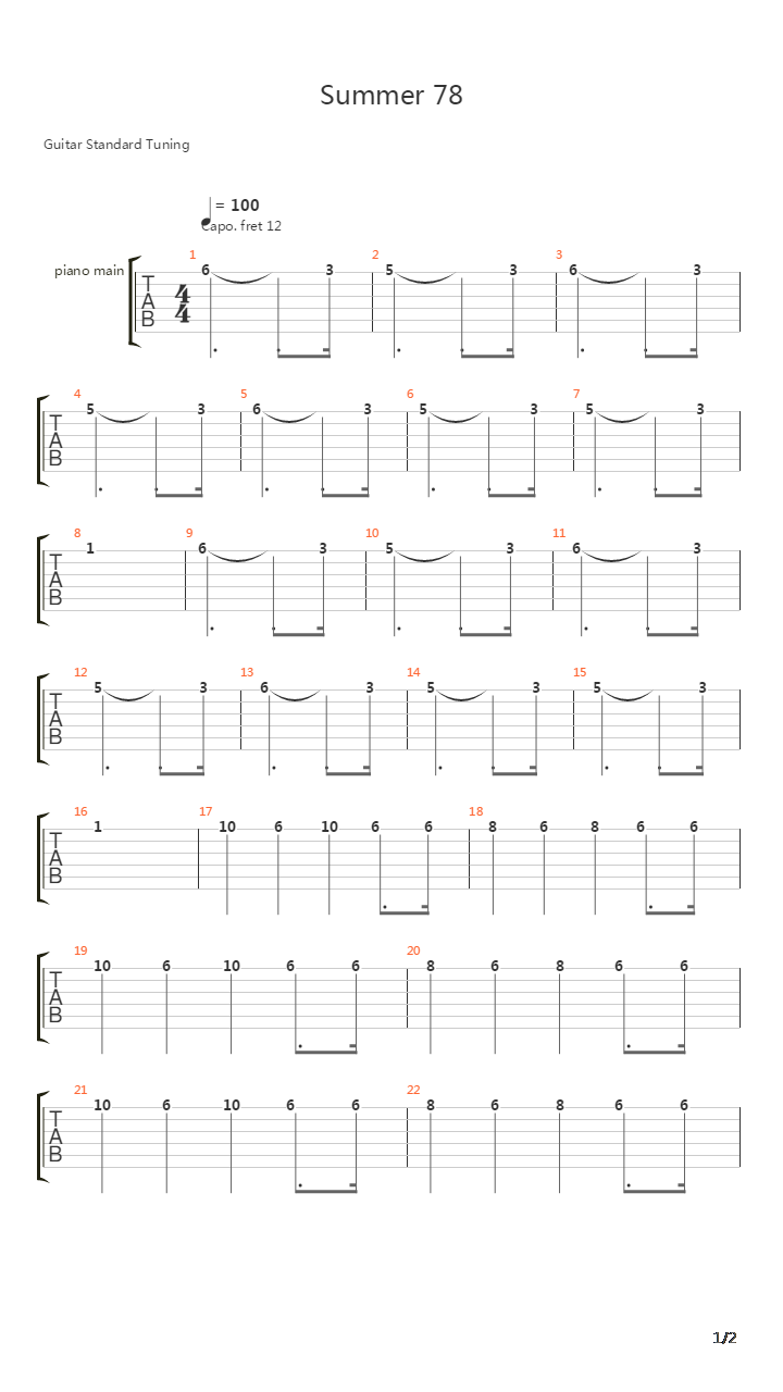 Summer 78吉他谱