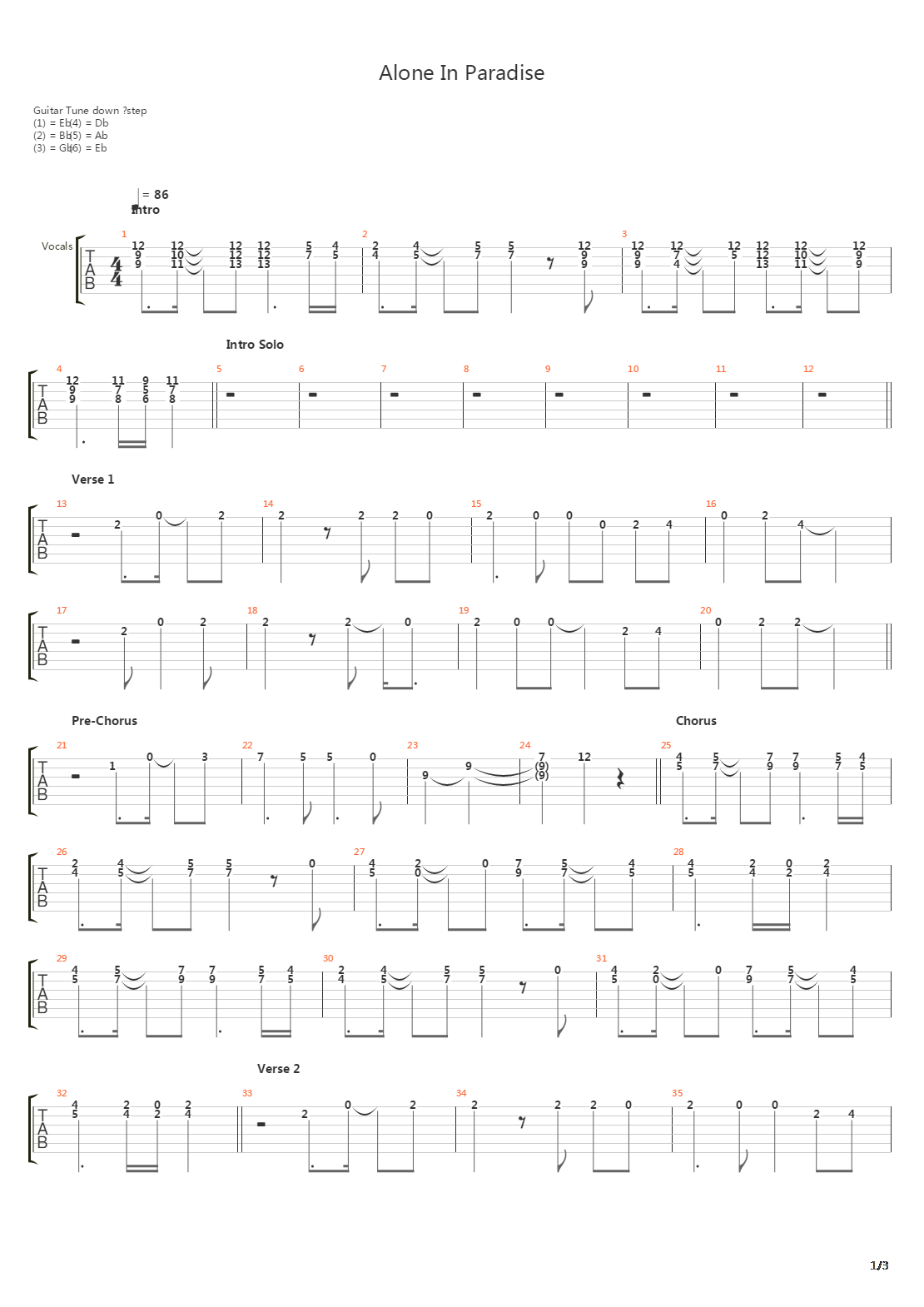 Alone In Paradise吉他谱