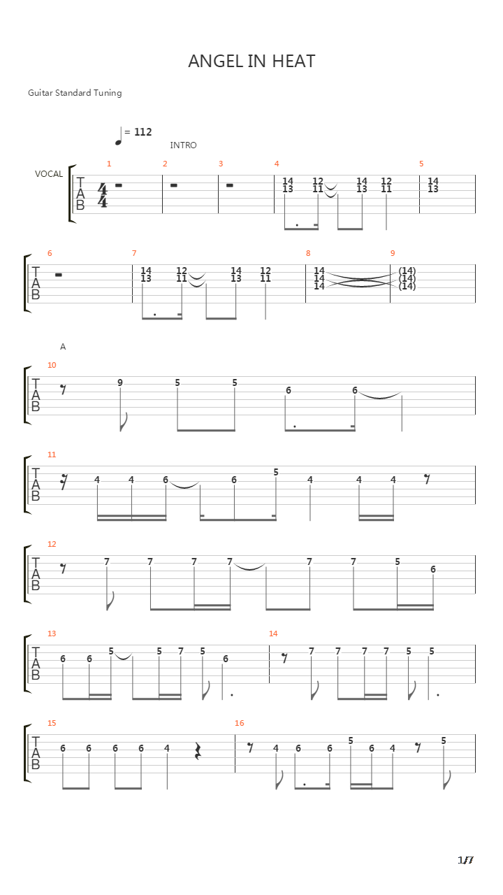 Angel In Heat吉他谱