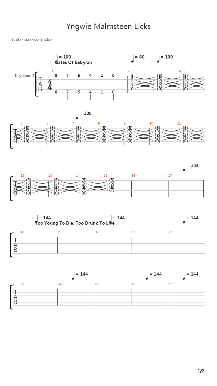 Arpeggios Licks吉他谱