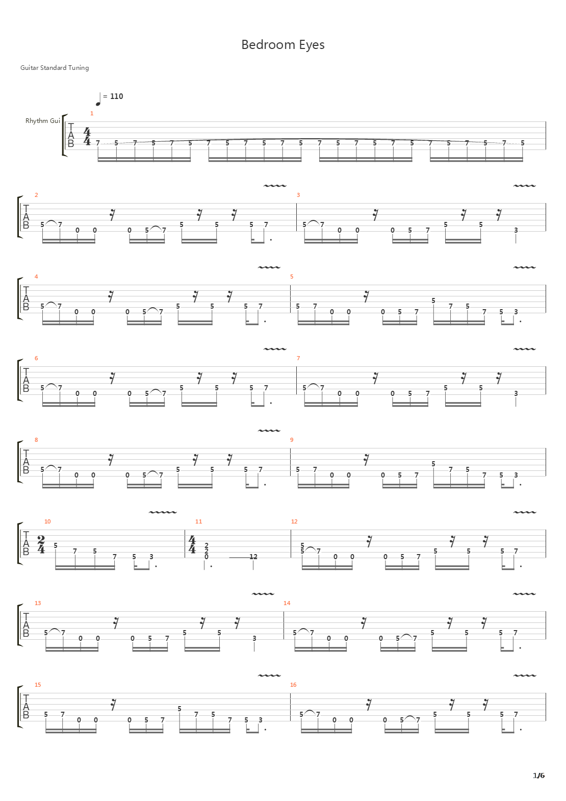 Bedroom Eyes吉他谱