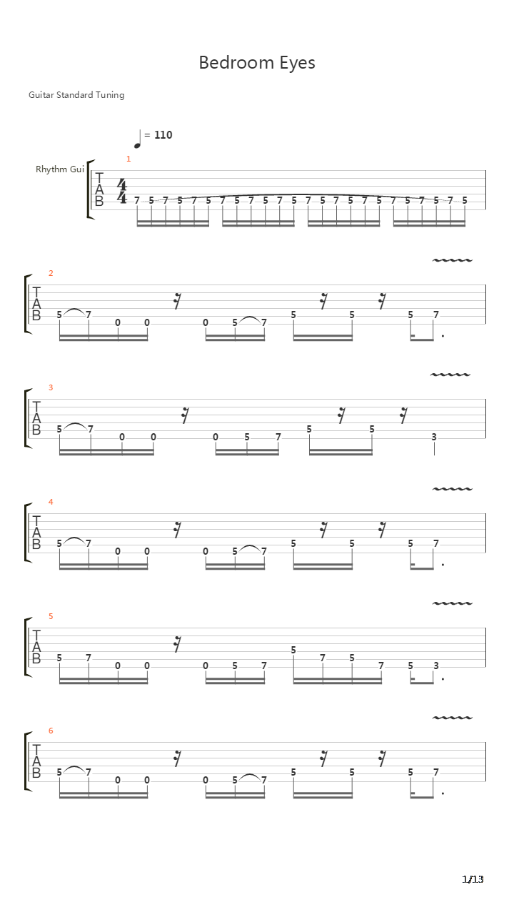 Bedroom Eyes吉他谱