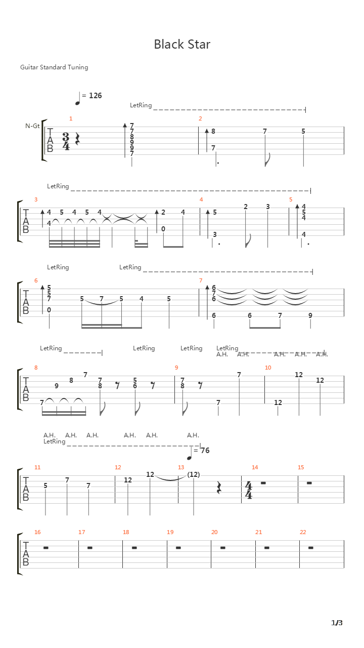 Black Star吉他谱