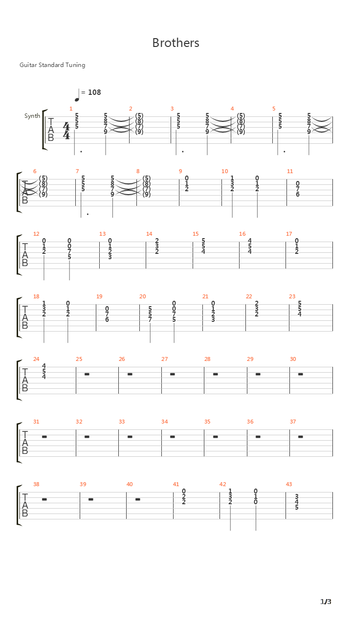 Brothers吉他谱