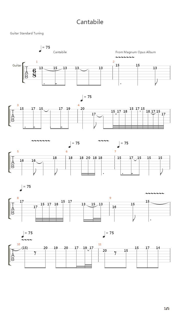 Cantabile吉他谱