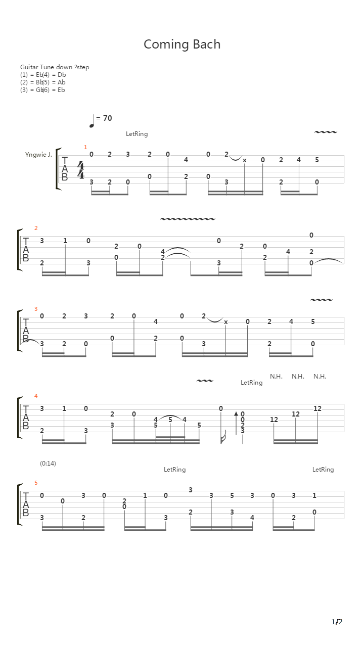 Coming Bach吉他谱