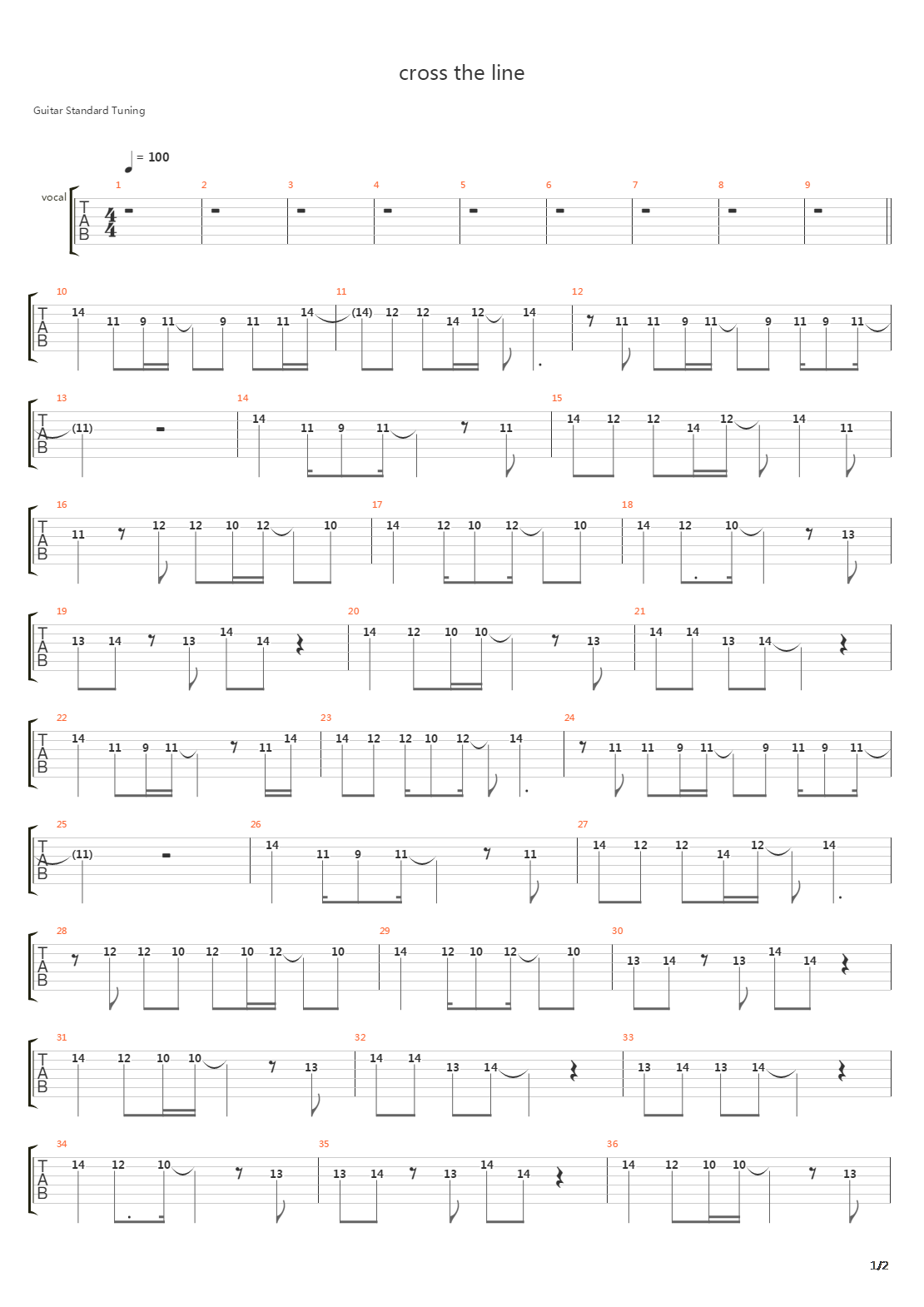 Cross The Line吉他谱