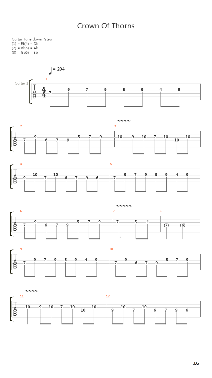 Crown Of Thorns吉他谱