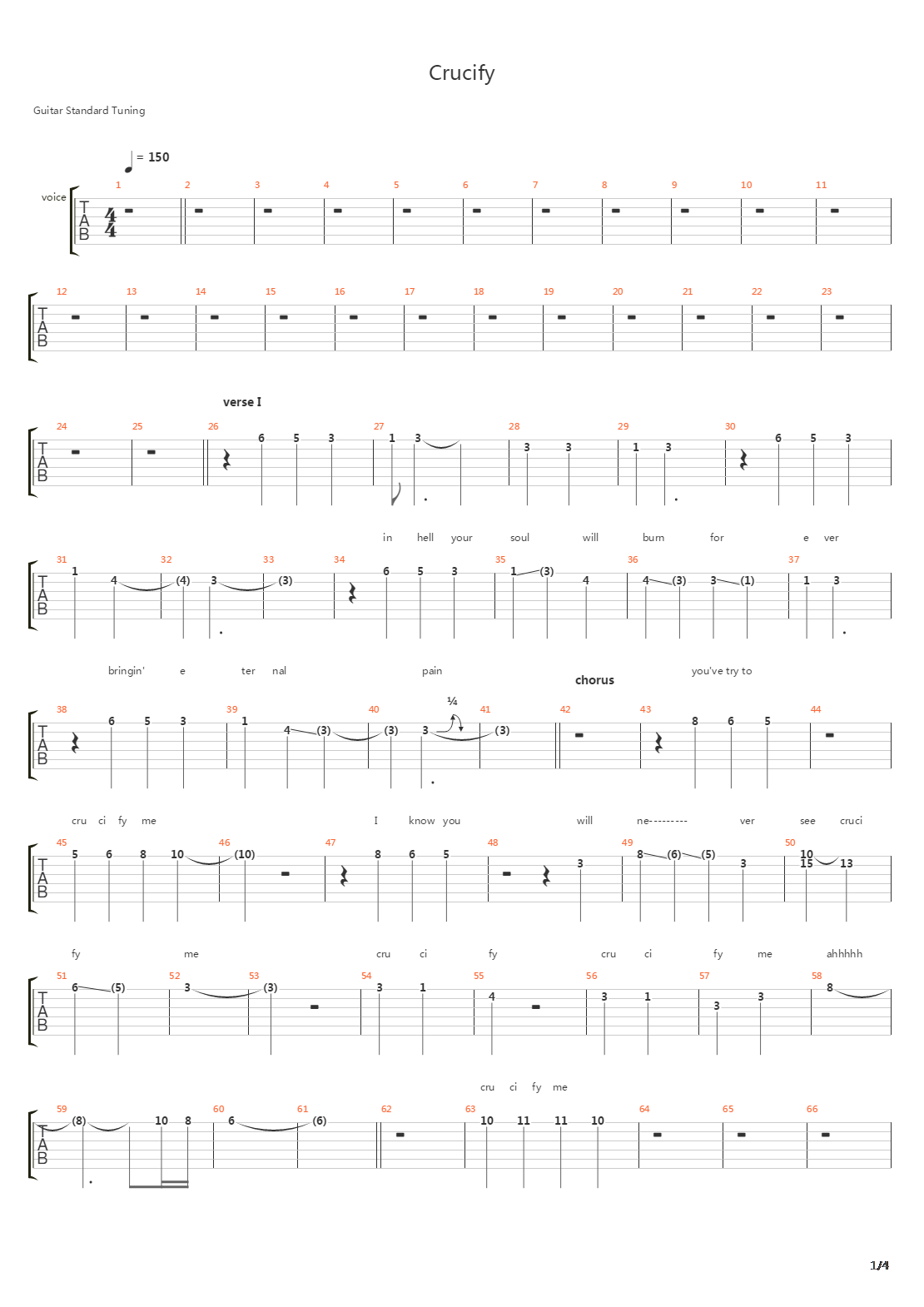 Crucify吉他谱