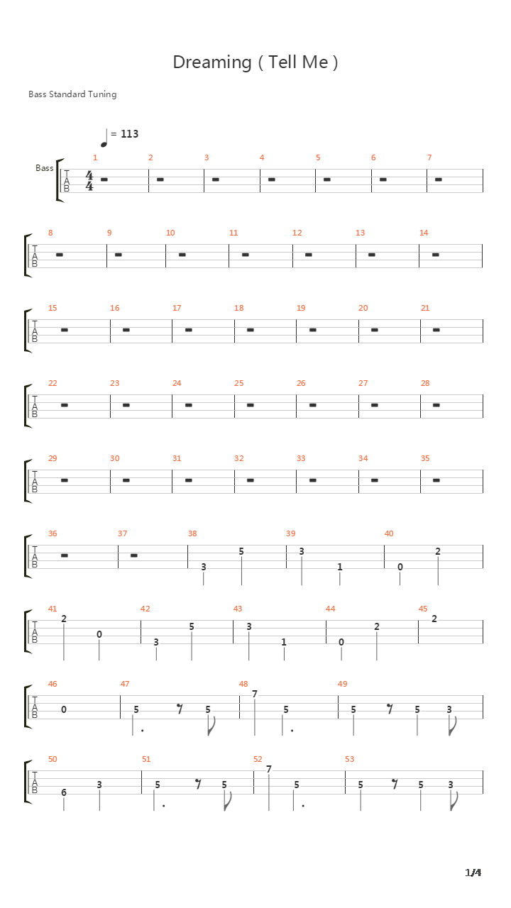 Dreaming Tell Me吉他谱