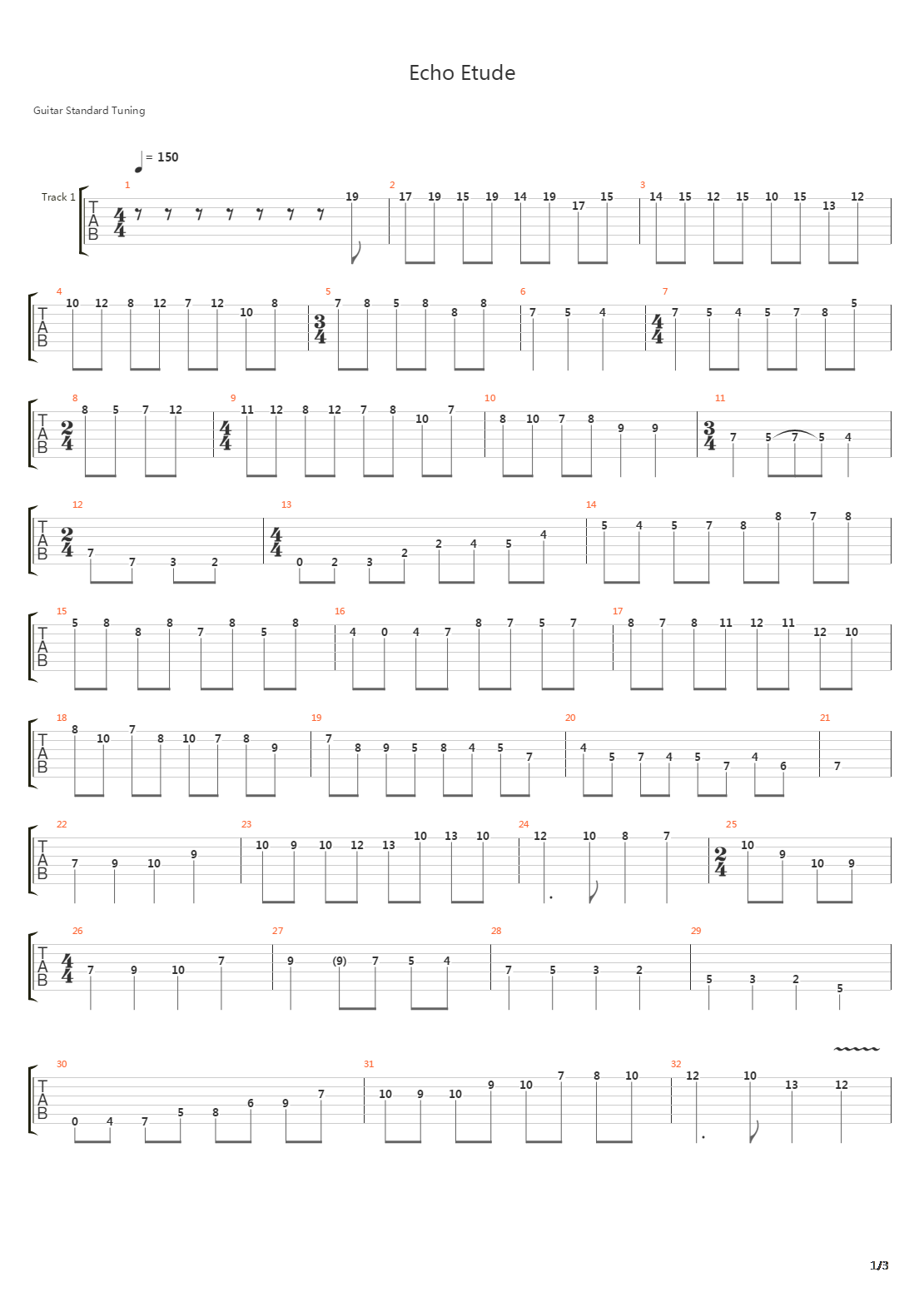 Echo Etude吉他谱