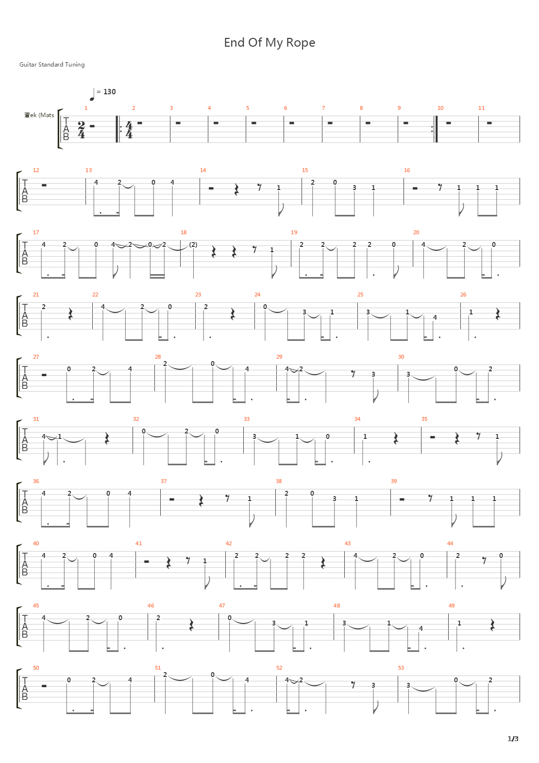 End Of My Rope吉他谱