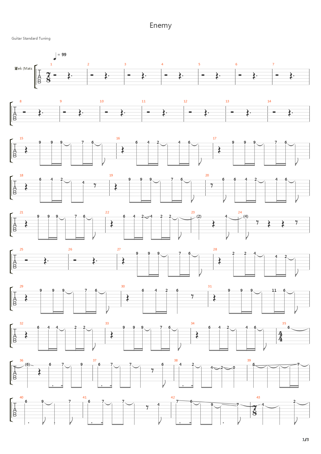 Enemy吉他谱