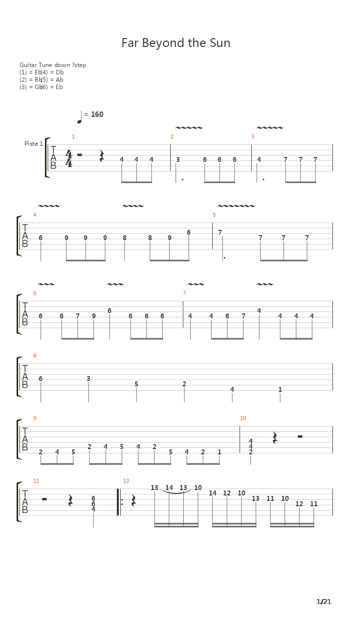 Far Beyond The Sun吉他谱