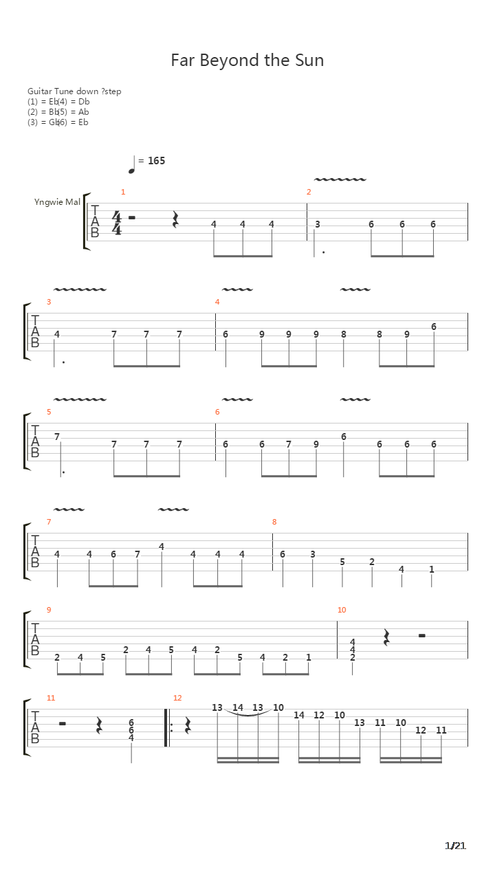 Far Beyond The Sun吉他谱