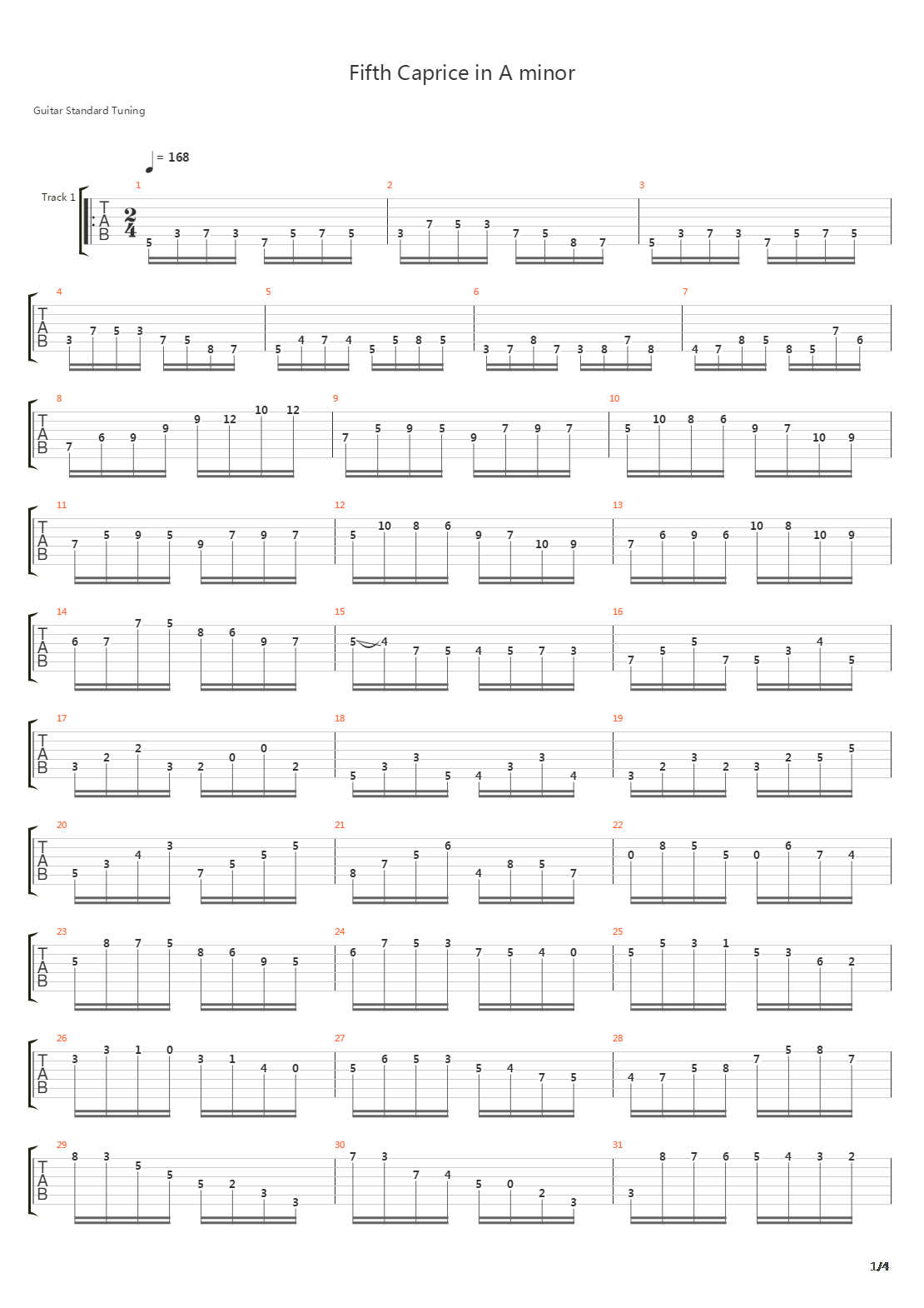 Fifth Caprice In A Minor吉他谱