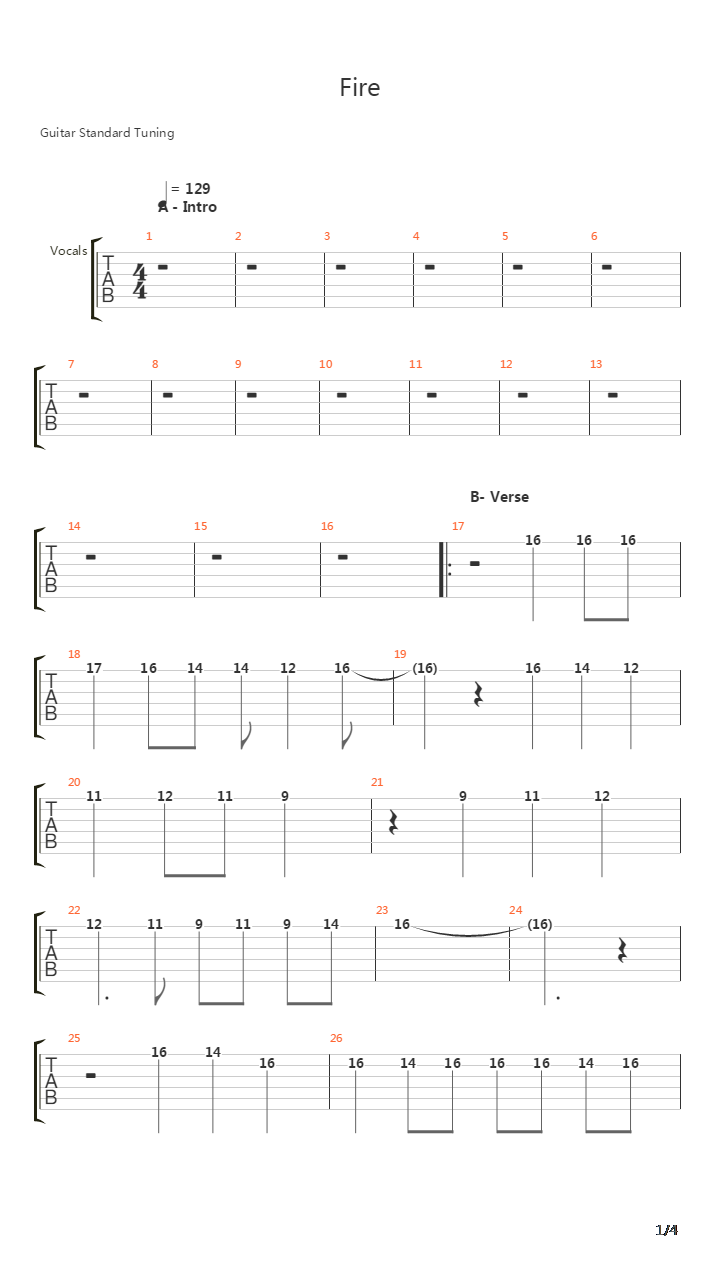 Fire吉他谱
