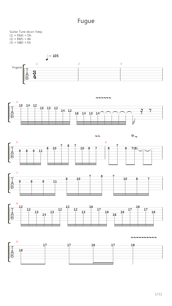 Fugue吉他谱