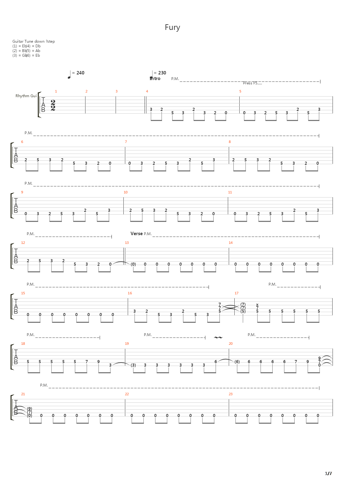 Fury吉他谱