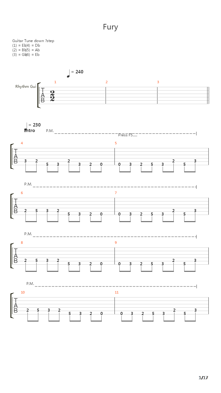 Fury吉他谱