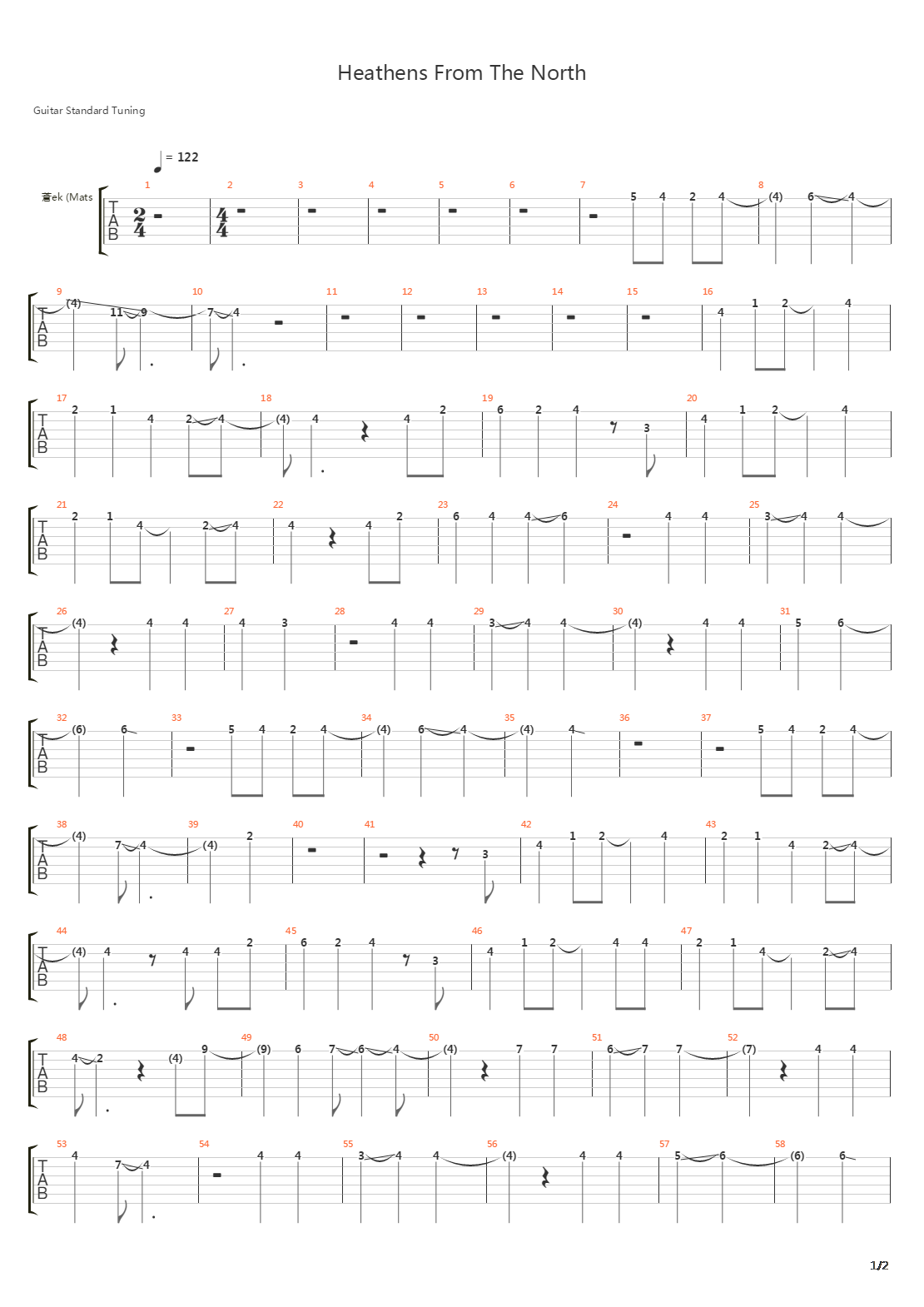 Heathens From The North吉他谱