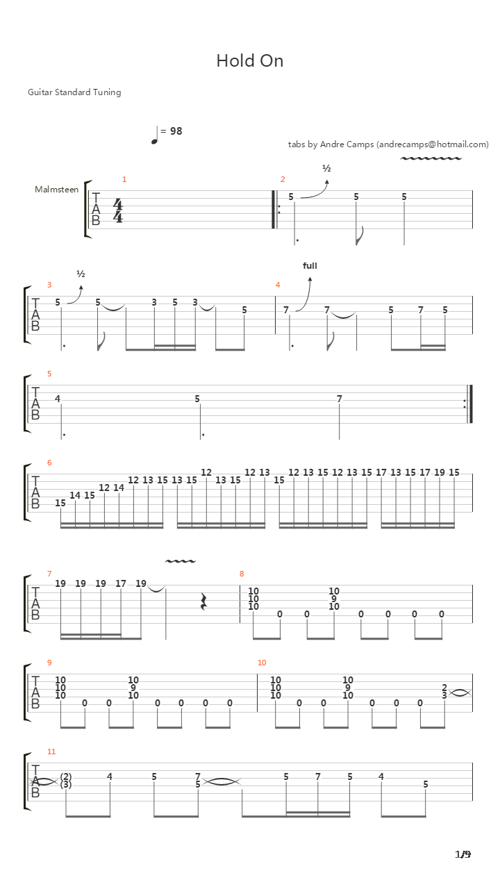 Hold On吉他谱