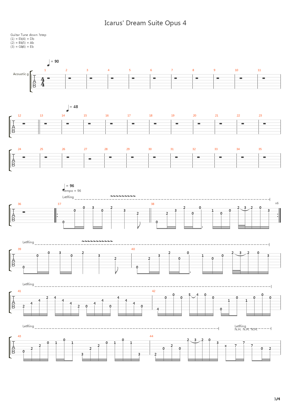 Icarus Dream Suite Opus 4吉他谱