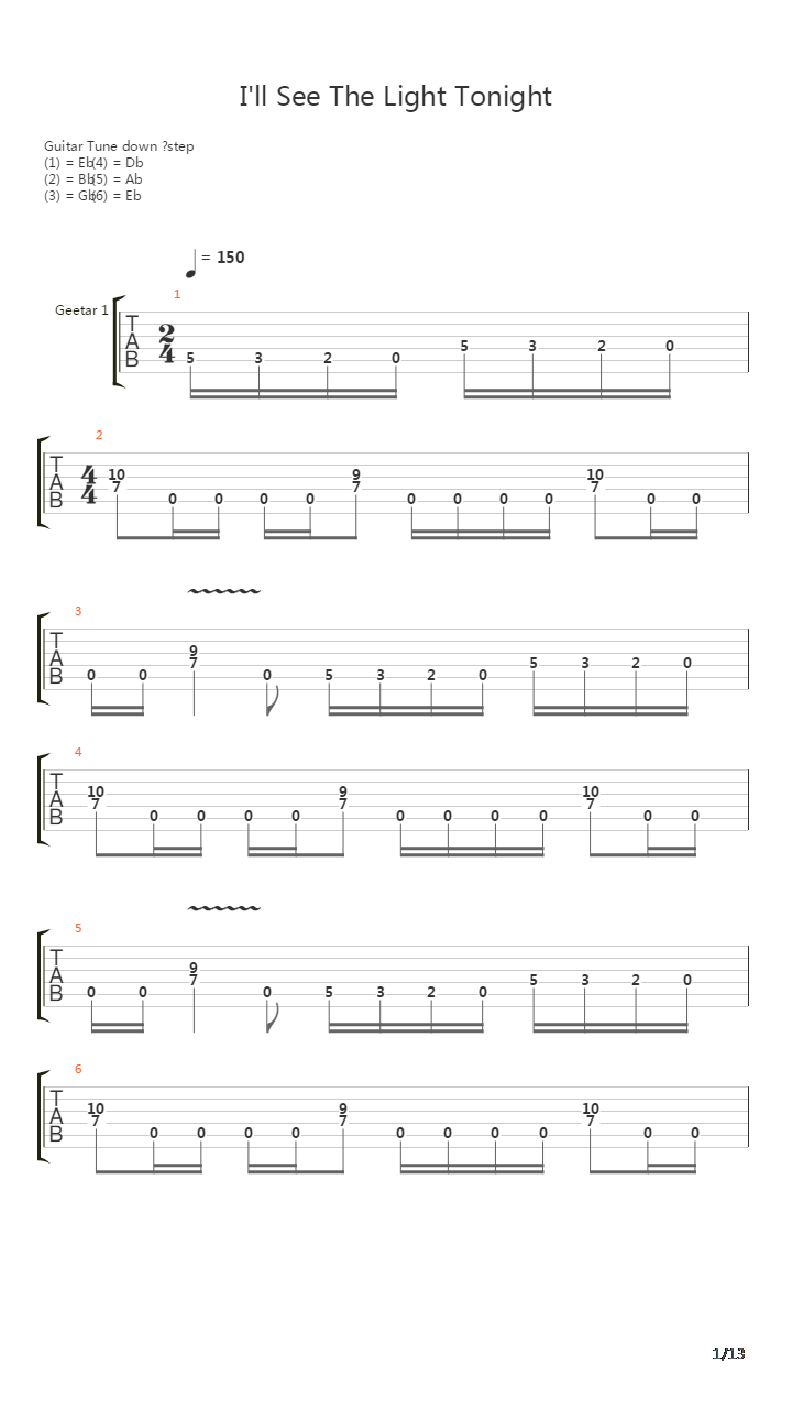 Ill See The Light Tonight吉他谱