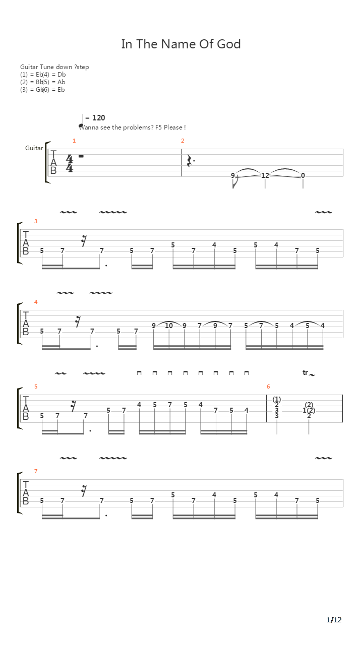 In The Name Of God吉他谱