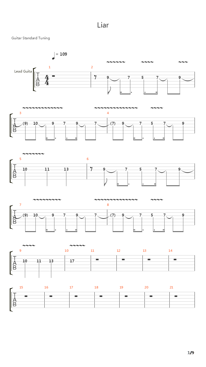 Liar吉他谱