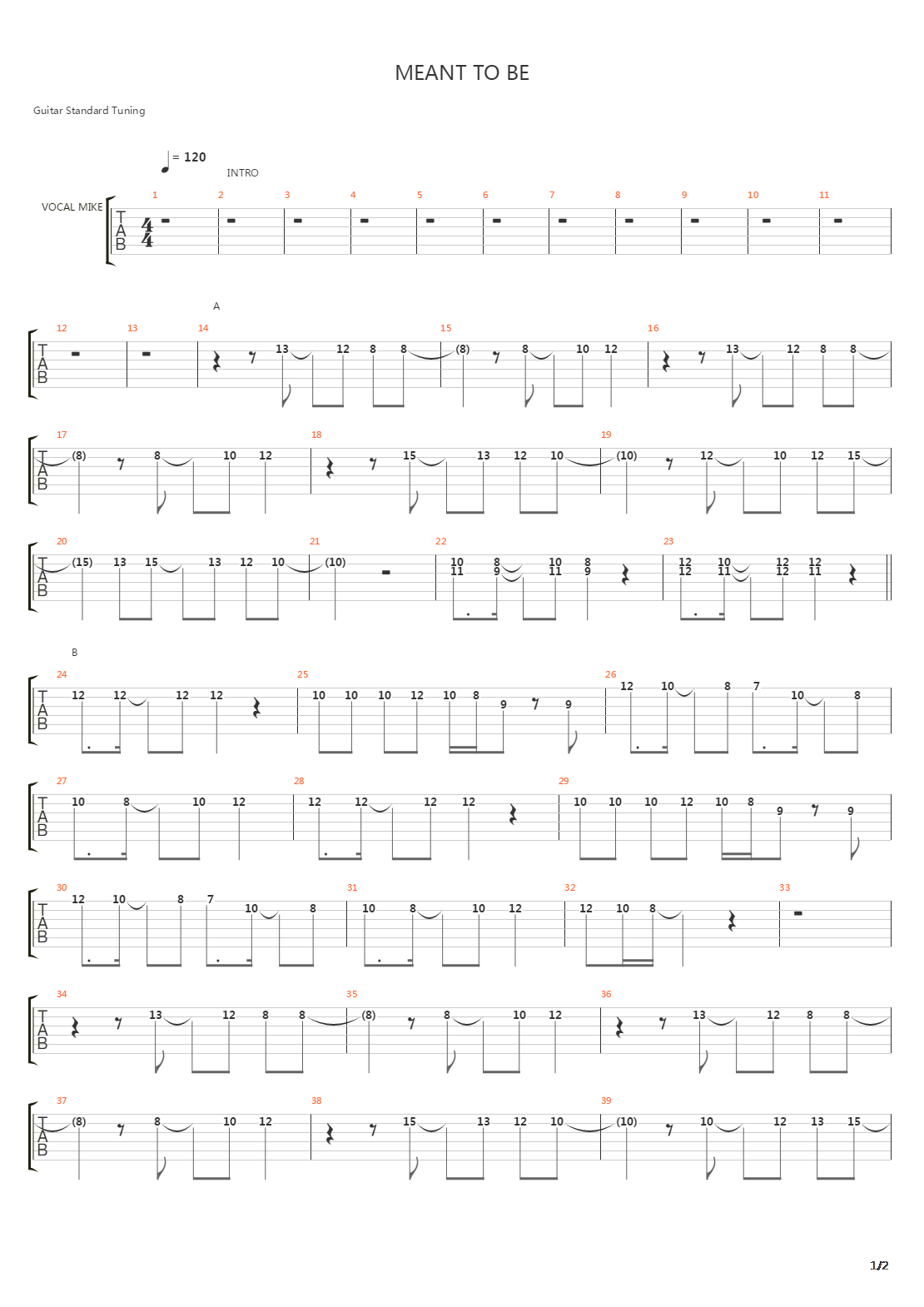 Meant To Be吉他谱