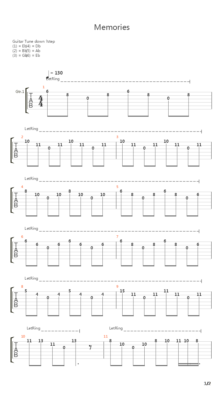 Memories吉他谱