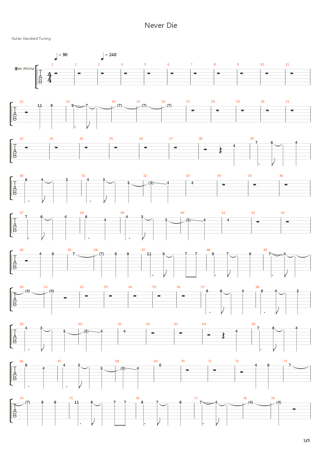 Never Die吉他谱
