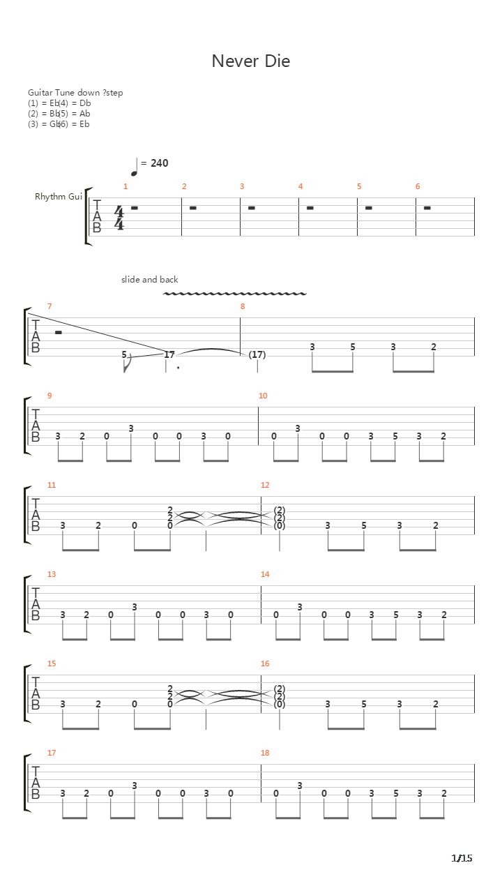 Never Die吉他谱