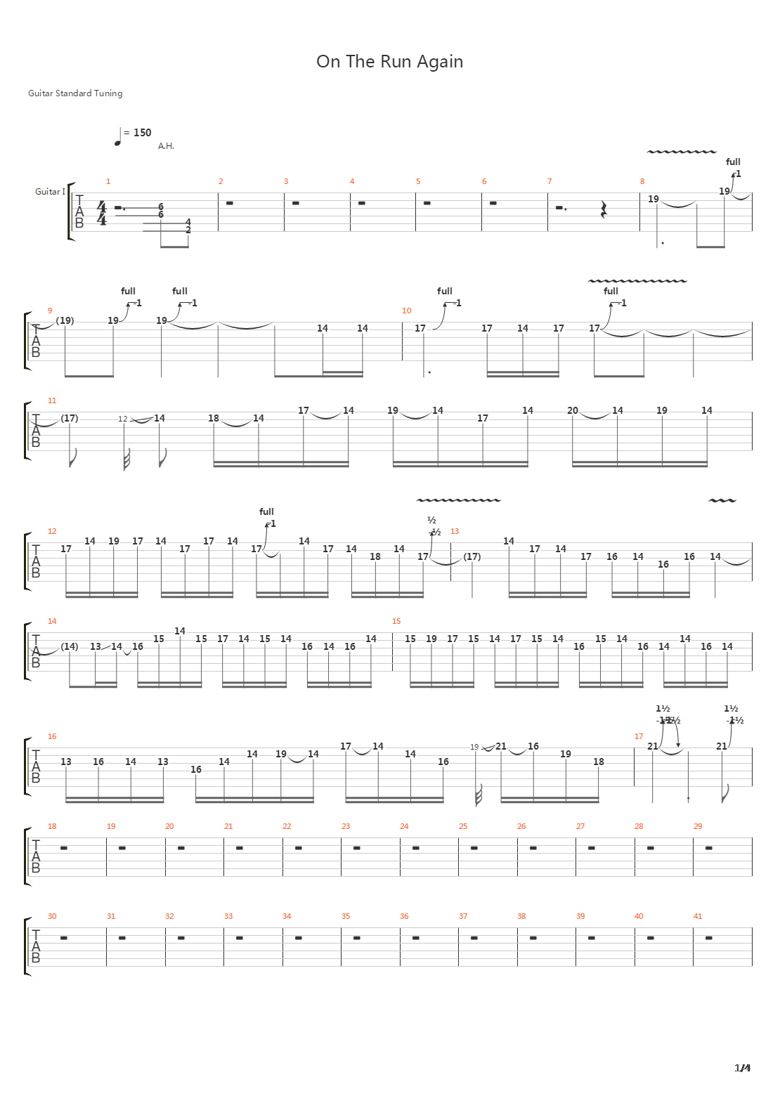 On The Run Again吉他谱