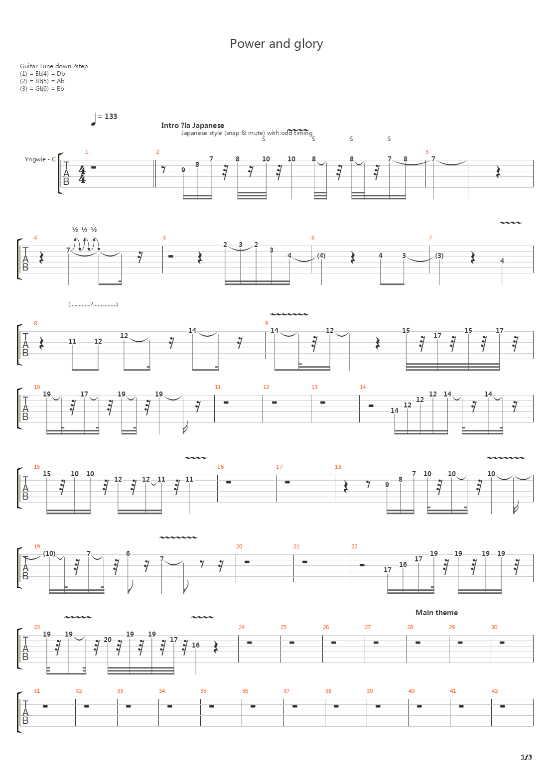 Power And Glory Takadas Theme吉他谱