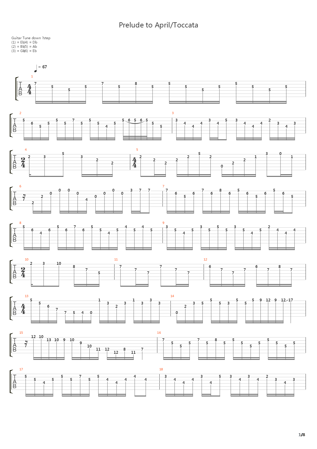 Prelude To April Toccata吉他谱