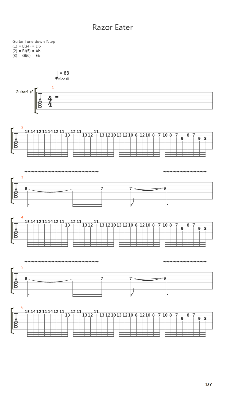 Razor Eater吉他谱